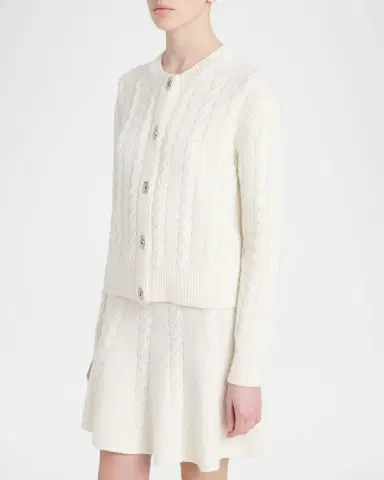 FERRAGAMO Wool-Cashmere Cable Knit Gancio Cardigan | Thumbnail 4 FERRAGAMO Wool-Cashmere Cable Knit Gancio Cardigan | Thumbnail 4