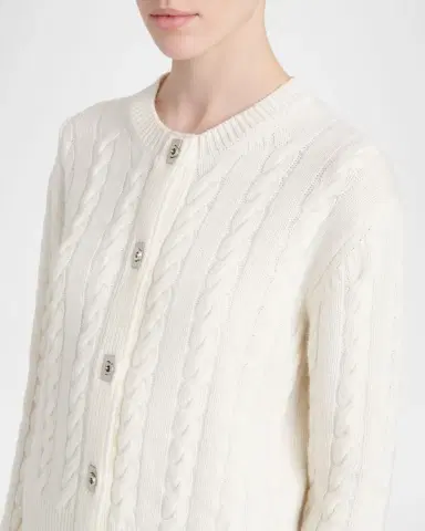 FERRAGAMO Wool-Cashmere Cable Knit Gancio Cardigan | Thumbnail 5 FERRAGAMO Wool-Cashmere Cable Knit Gancio Cardigan | Thumbnail 5