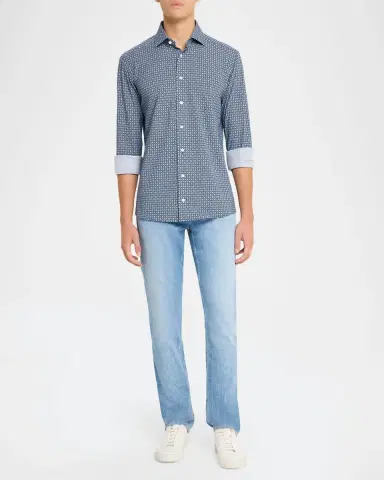 Eton Men's Stretch Jersey Geometric Sport Shirt | Thumbnail 2