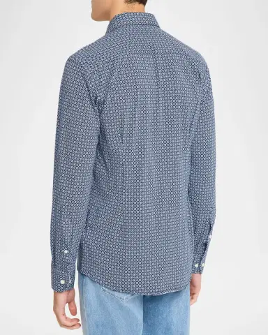 Eton Men's Stretch Jersey Geometric Sport Shirt | Thumbnail 3
