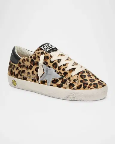 Golden Goose Girl 's Super Star Leopard-Print Calf Hair Sneakers, Toddler | Thumbnail 2