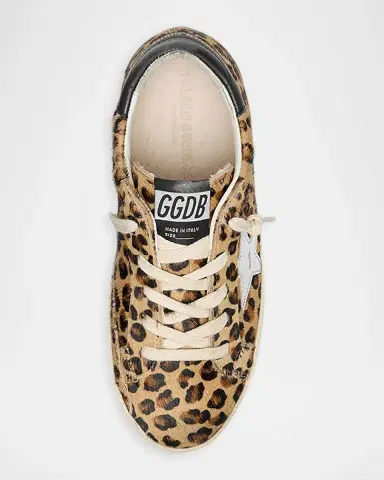 Golden Goose Girl 's Super Star Leopard-Print Calf Hair Sneakers, Toddler | Thumbnail 3