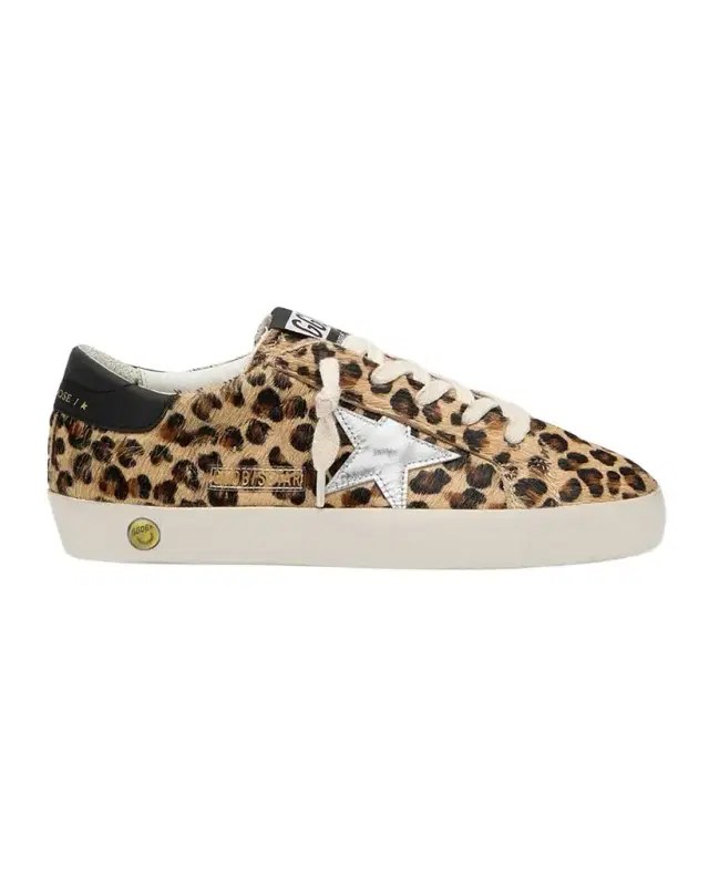 Golden Goose Girl's Super Star Leopard Calf Hair Sneakers, Kid
