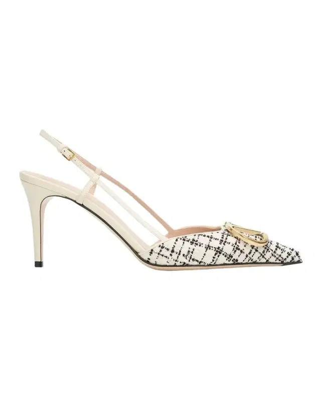 Valentino Garavani 80mm VLogo Signature Tweed Slingback Pumps