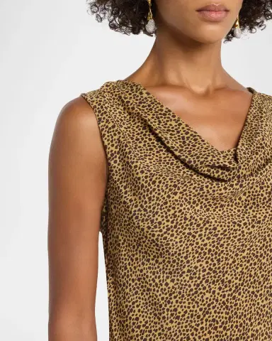 Valentino Garavani Sleeveless Leopard-Print Silk Draped Midi Dress | Thumbnail 5