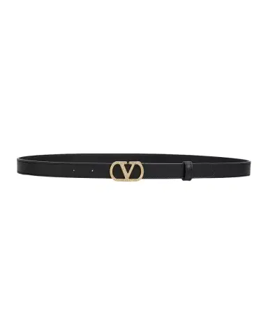 Valentino Garavani VLogo Signature Belt in Shiny Calfskin with Crystals 20MM | Thumbnail 1 Valentino Garavani VLogo Signature Belt in Shiny Calfskin with Crystals 20MM | Thumbnail 1
