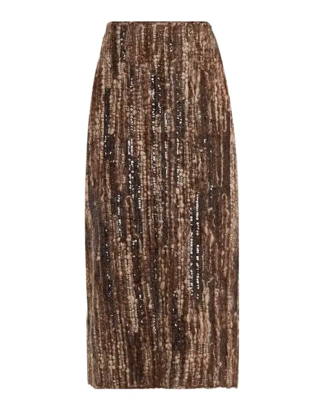 Brunello Cucinelli Sequined Boucle Midi Skirt