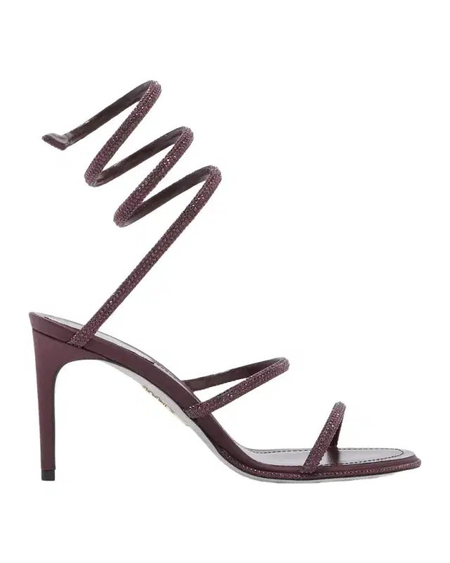Rene Caovilla 105mm Cleo Embellished Satin Snake-Wrap Sandals