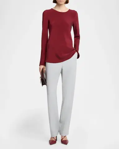 Giorgio Armani Viscose Stretch Straight-Leg Trousers | Thumbnail 2