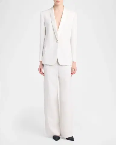 Giorgio Armani Side Pleat Straight-Leg Silk Trousers | Thumbnail 2 Giorgio Armani Side Pleat Straight-Leg Silk Trousers | Thumbnail 2