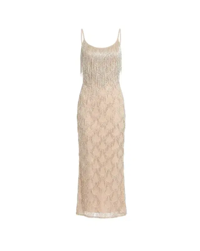 Fringed Metallic Midi Dress Fringed Metallic Midi Dress
