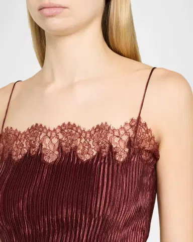 FFORME Lumie Lace-Trim Plisse Midi Slip Dress | Thumbnail 5 FFORME Lumie Lace-Trim Plisse Midi Slip Dress | Thumbnail 5