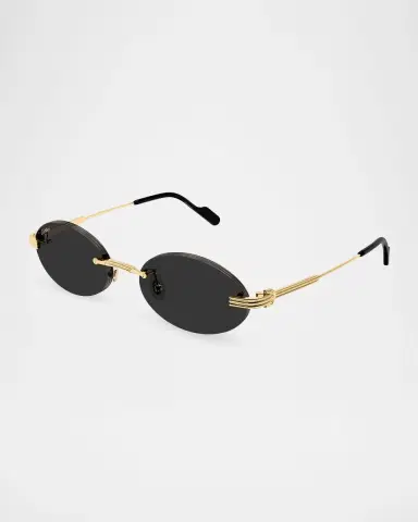 Cartier Men's Premiere de Rimless Oval Metal Sunglasses | Thumbnail 2