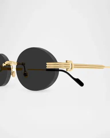 Cartier Men's Premiere de Rimless Oval Metal Sunglasses | Thumbnail 3