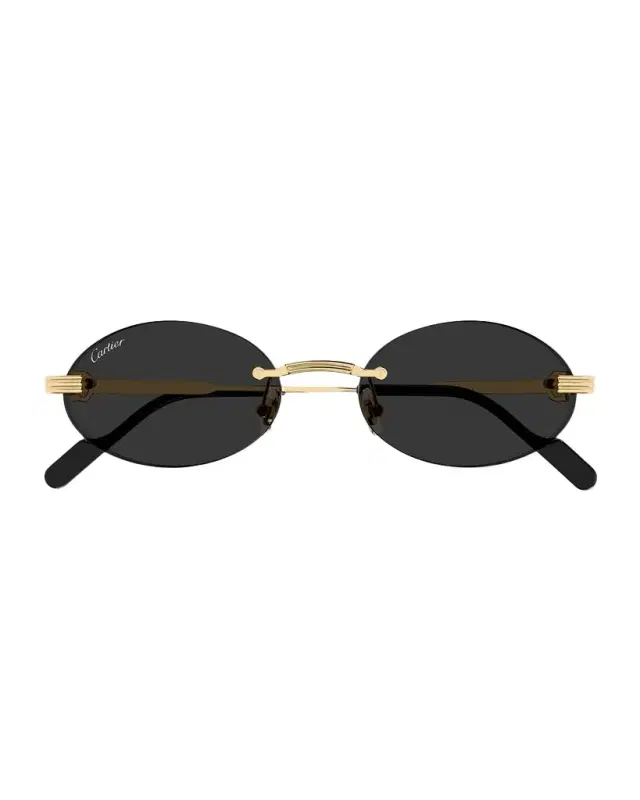 Cartier Men's Premiere de Rimless Oval Metal Sunglasses