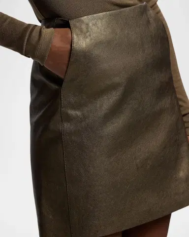 Ralph Lauren Collection Bronze Leather Mini Skirt | Thumbnail 5