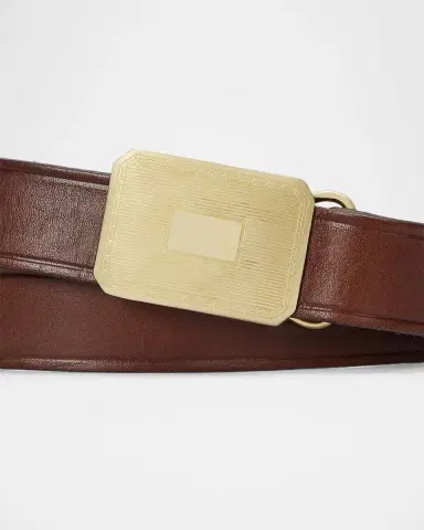 Polo Ralph Lauren Men's Engine Turned-Buckle Leather Belt | Thumbnail 2