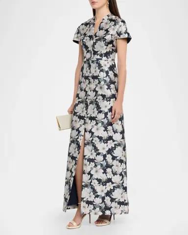SACHIN BABI Charlotte Floral-Print Mikado Gown | Thumbnail 4