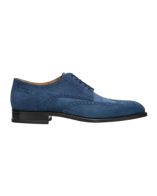 Kiton Men 's Calfskin Suede Wingtip Brogue Derby Shoes