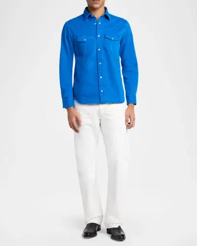 TOM FORD Men 's Comfort Stretch Flat-Front Trousers | Thumbnail 2