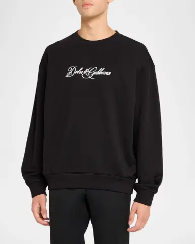Dolce & Gabbana Men 's Ricamo Cotton Logo Sweatshirt | Thumbnail 4