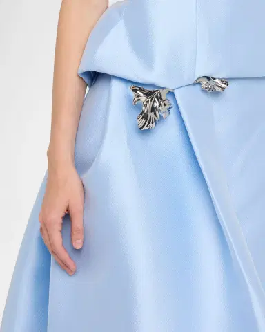 Monique Lhuillier Strapless Mikado Pique Peplum Drape Gown | Thumbnail 5