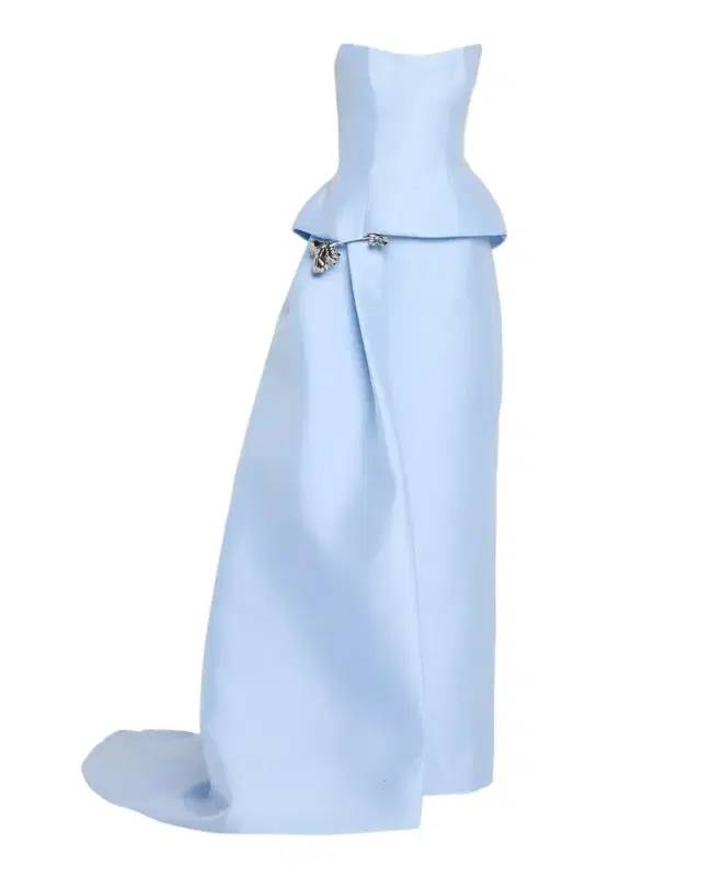 Monique Lhuillier Strapless Mikado Pique Peplum Drape Gown