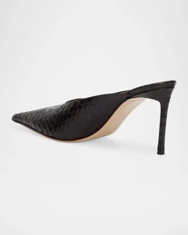 Tom Ford 85mm Semi Shiny Croc-Embossed Leather Mule Pumps | Thumbnail 2