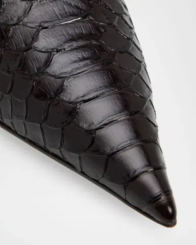 Tom Ford 85mm Semi Shiny Croc-Embossed Leather Mule Pumps | Thumbnail 3