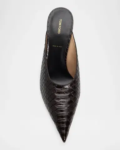 Tom Ford 85mm Semi Shiny Croc-Embossed Leather Mule Pumps | Thumbnail 4