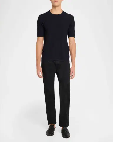Emporio Armani Men's Textured Micro-Geometric Short-Sleeve Sweater | Thumbnail 2
