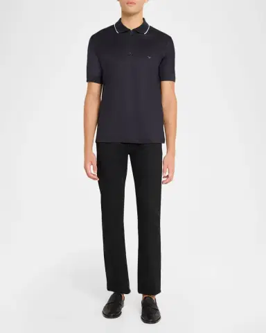 Emporio Armani Men's Lyocell-Cotton Stretch Quarter-Zip Polo Shirt | Thumbnail 2