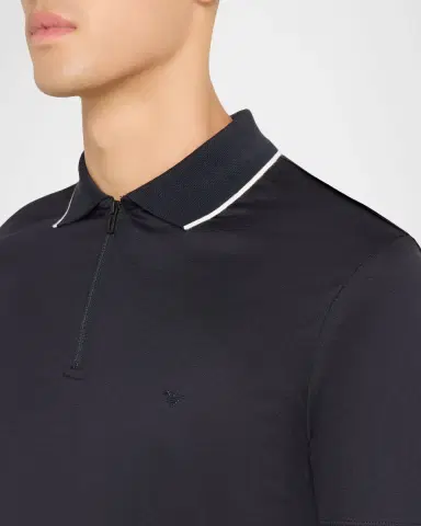 Emporio Armani Men's Lyocell-Cotton Stretch Quarter-Zip Polo Shirt | Thumbnail 5
