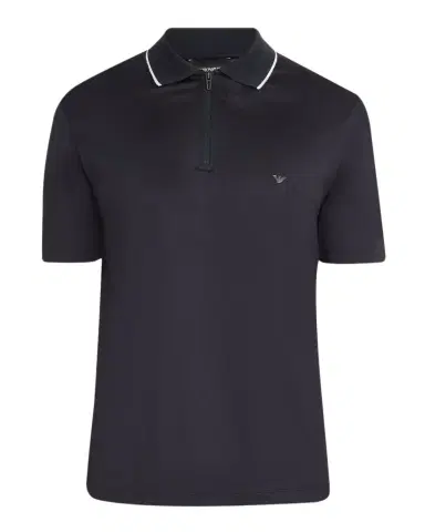 Emporio Armani Men's Lyocell-Cotton Stretch Quarter-Zip Polo Shirt | Thumbnail 1