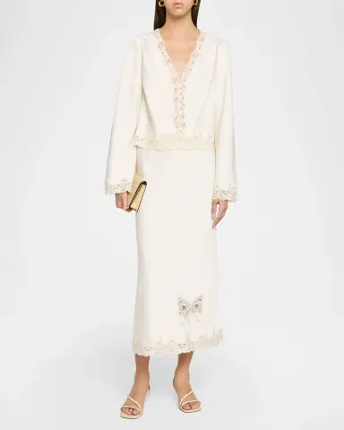 LoveShackFancy Avelaine Satin Midi Skirt | Thumbnail 2