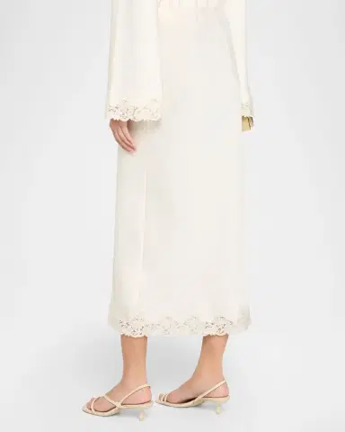 LoveShackFancy Avelaine Satin Midi Skirt | Thumbnail 3