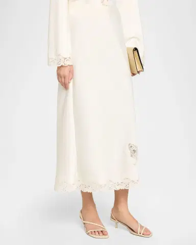 LoveShackFancy Avelaine Satin Midi Skirt | Thumbnail 4