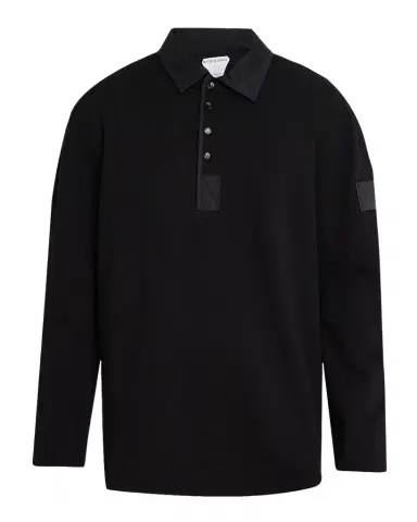 Bottega Veneta Men's Cotton Fleece Polo Sweater | Thumbnail 1 Bottega Veneta Men's Cotton Fleece Polo Sweater | Thumbnail 1