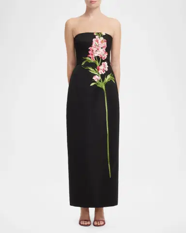 LEO LIN Rayna Strapless Embroidered Column Maxi Dress | Thumbnail 2
