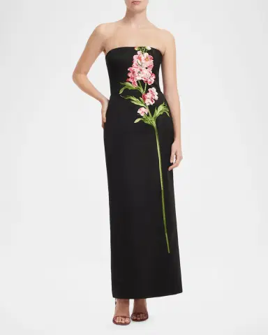LEO LIN Rayna Strapless Embroidered Column Maxi Dress | Thumbnail 4