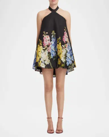 LEO LIN Eloise Floral-Print Trapeze Halter Mini Dress | Thumbnail 2 LEO LIN Eloise Floral-Print Trapeze Halter Mini Dress | Thumbnail 2