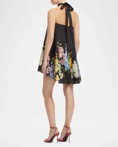 LEO LIN Eloise Floral-Print Trapeze Halter Mini Dress | Thumbnail 3 LEO LIN Eloise Floral-Print Trapeze Halter Mini Dress | Thumbnail 3
