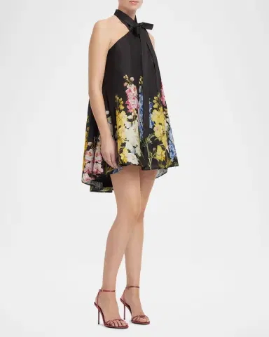 LEO LIN Eloise Floral-Print Trapeze Halter Mini Dress | Thumbnail 7 LEO LIN Eloise Floral-Print Trapeze Halter Mini Dress | Thumbnail 7