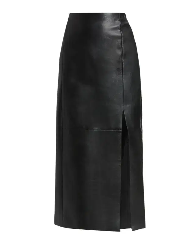 Kiton Leather Front Slit Midi Skirt