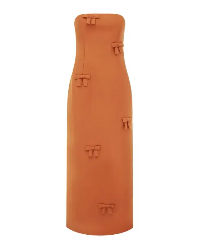 LEO LIN Rayna Bow-Embellished Bustier Column Maxi Dress
