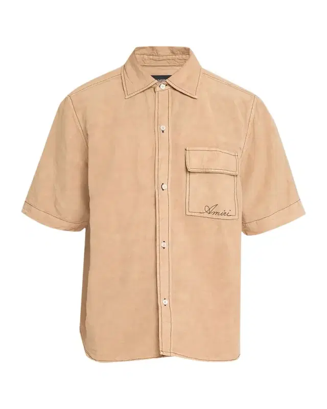 AMIRI Script Logo Linen-Blend Shirt