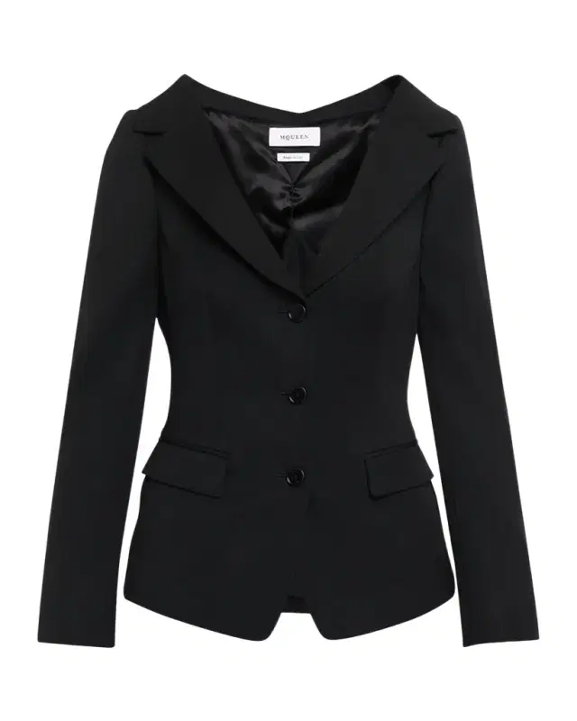 McQueen Off-The-Shoulder Single-Breasted Jacket