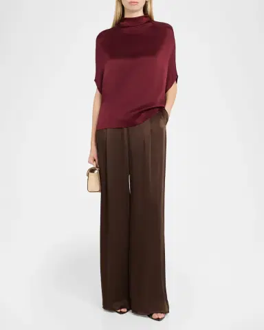 Lapointe Satin Relaxed-Leg Pleated Trousers | Thumbnail 2 Lapointe Satin Relaxed-Leg Pleated Trousers | Thumbnail 2