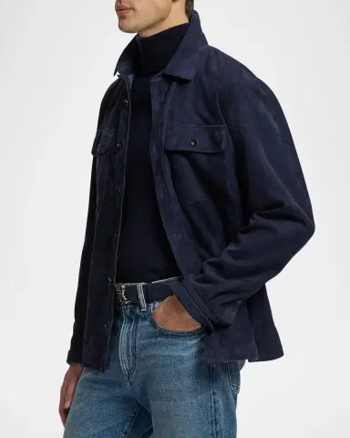 Ralph Lauren Purple Label Men's Calloway Suede Shirt Jacket | Thumbnail 6