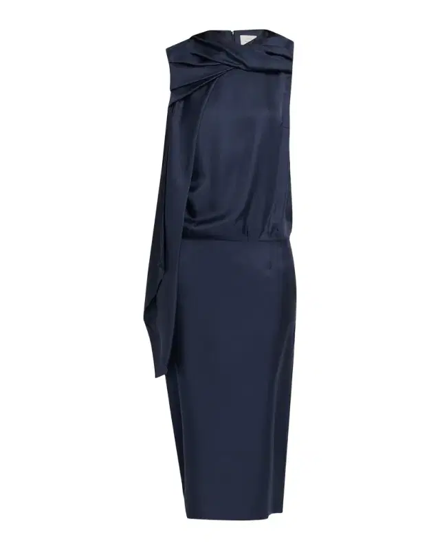 Loulou De Saison Izia Draped Cape Silk Midi Dress